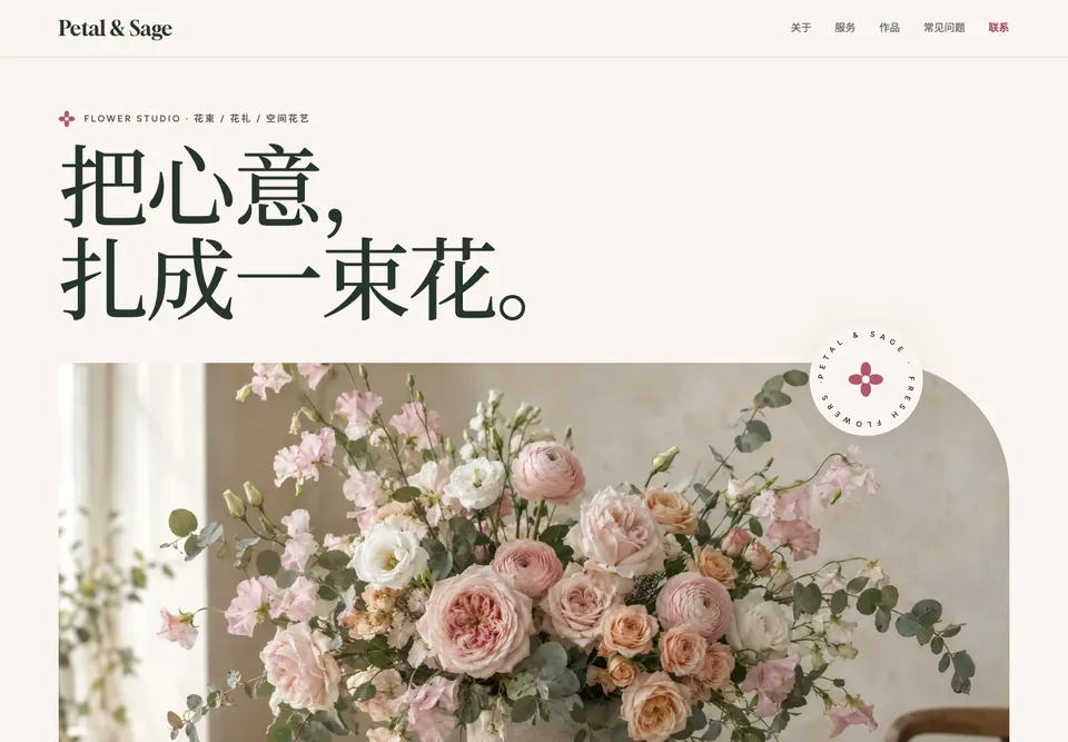 FLO-01 花间 模板示范截图（示范内容）