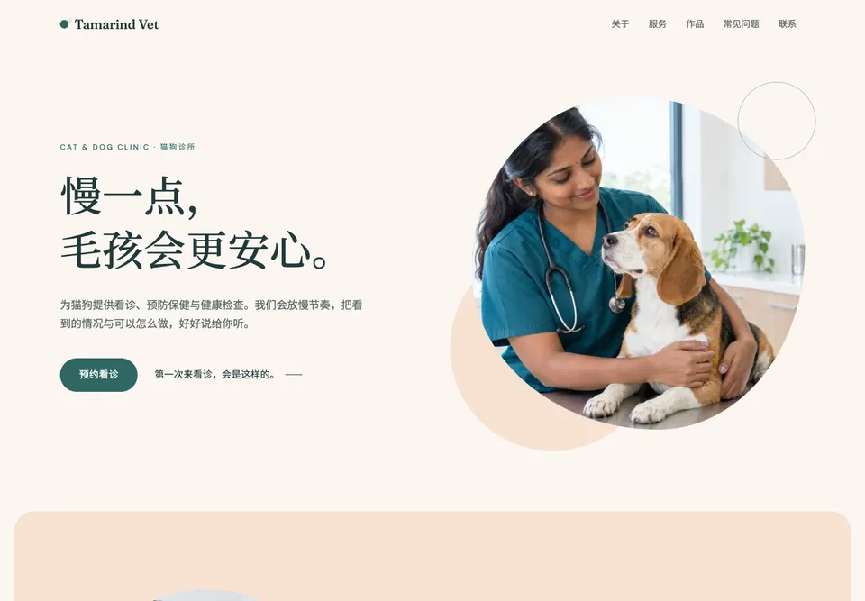 暖心诊所 模板示范截图（示范内容）
